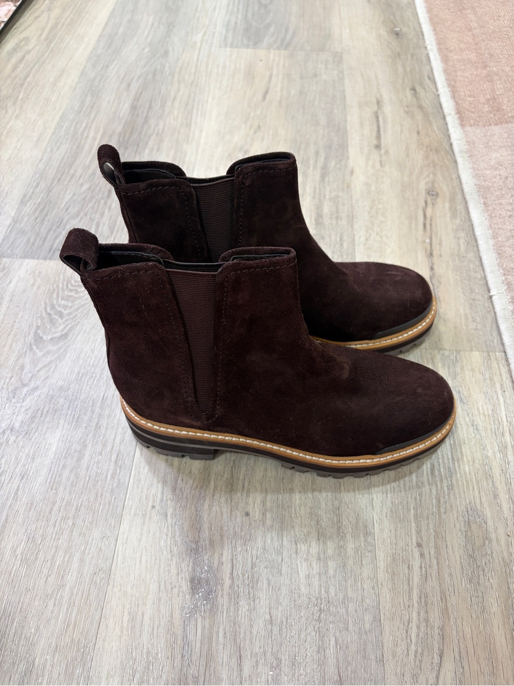 Marc Fisher LTD Dark Brown Suede Chelsea Lug Sole Boots
